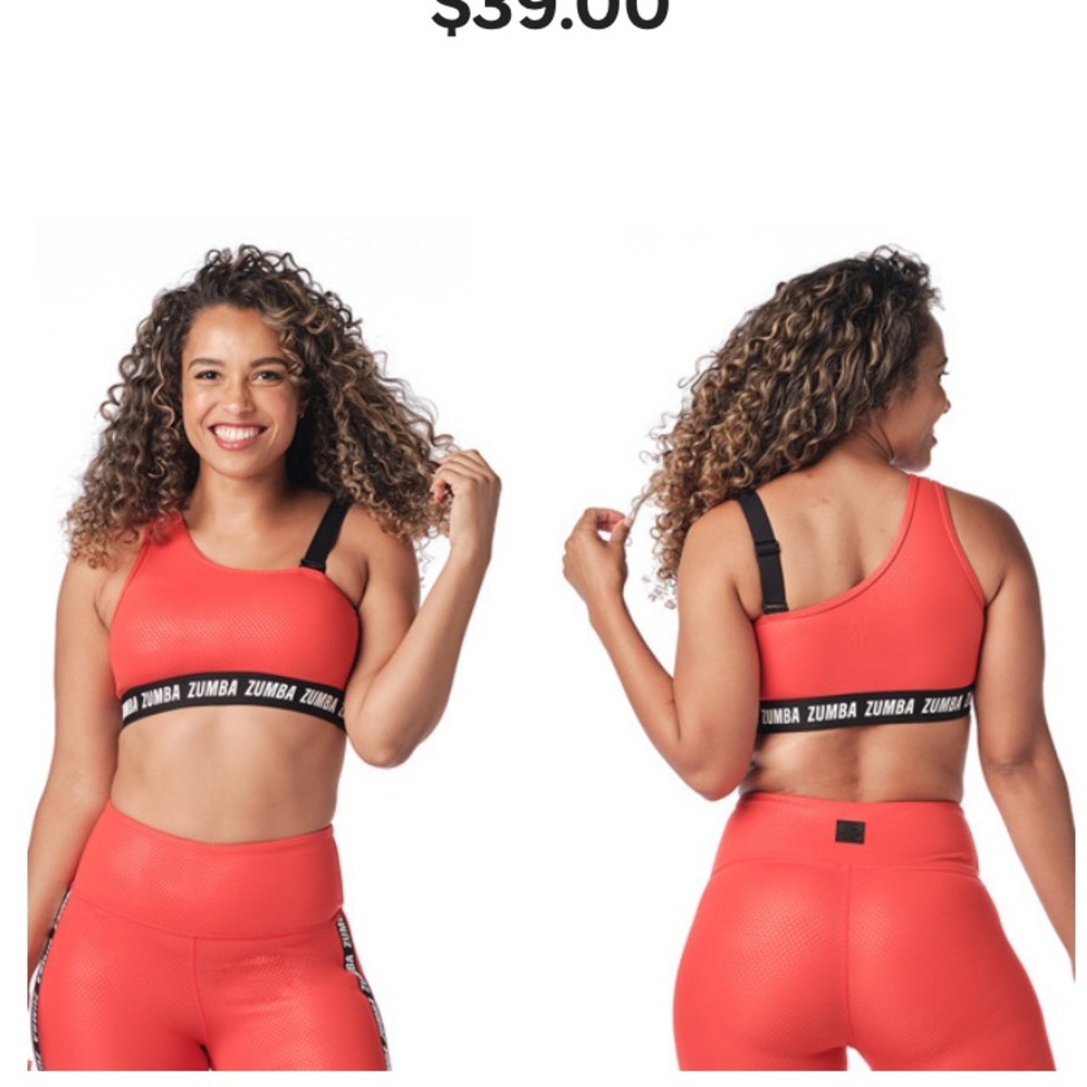 NWT Red Zumba One Shoulder Sports Bra Size Large